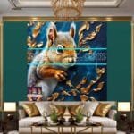 Squirrel Face Gold Frame
  Artistic Digital Wall Art Home _91 - Image 3