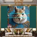 Squirrel Face Gold Frame
  Artistic Digital Wall Art Home _94 - Image 3