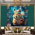 Squirrel Face Gold Frame
  Artistic Digital Wall Art Home _99 - Image 3