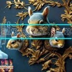 Squirrel Face Gold Frame
  Artistic Digital Wall Art Home _11