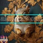 Squirrel Face Gold Frame
  Artistic Digital Wall Art Home _111