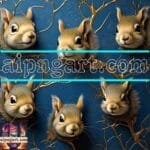 Squirrel Face Gold Frame
  Artistic Digital Wall Art Home _120