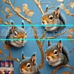 Squirrel Face Gold Frame
  Artistic Digital Wall Art Home _124