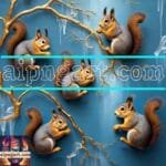 Squirrel Face Gold Frame
  Artistic Digital Wall Art Home _125