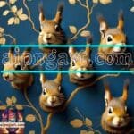 Squirrel Face Gold Frame
  Artistic Digital Wall Art Home _127