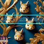 Squirrel Face Gold Frame
  Artistic Digital Wall Art Home _133