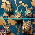 Squirrel Face Gold Frame
  Artistic Digital Wall Art Home _137