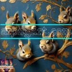 Squirrel Face Gold Frame
  Artistic Digital Wall Art Home _138