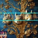 Squirrel Face Gold Frame
  Artistic Digital Wall Art Home _15