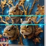 Squirrel Face Gold Frame
  Artistic Digital Wall Art Home _16