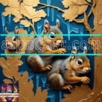 Squirrel
  Face Gold Frame Artistic Digital Wall Art Home _20