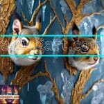 Squirrel
Face Gold Frame Artistic Digital Wall Art Home _26
