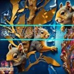 Squirrel Face Gold Frame
  Artistic Digital Wall Art Home _33