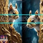 Squirrel Face Gold Frame
  Artistic Digital Wall Art Home _34