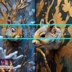 Squirrel Face Gold Frame
  Artistic Digital Wall Art Home _37