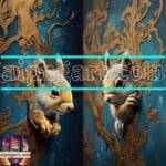 Squirrel Face Gold Frame
  Artistic Digital Wall Art Home _38