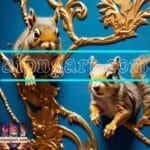 Squirrel Face Gold Frame
  Artistic Digital Wall Art Home _42