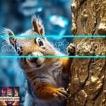Squirrel Face Gold Frame
  Artistic Digital Wall Art Home _51