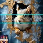 Squirrel
  Face Gold Frame Artistic Digital Wall Art Home _59
