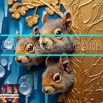 Squirrel Face Gold Frame
Artistic Digital Wall Art Home _06