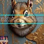 Squirrel
  Face Gold Frame Artistic Digital Wall Art Home _60