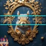 Squirrel Face Gold Frame
  Artistic Digital Wall Art Home _66