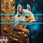 Squirrel Face Gold Frame
  Artistic Digital Wall Art Home _75