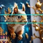 Squirrel Face Gold Frame
  Artistic Digital Wall Art Home _85
