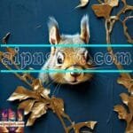 Squirrel Face Gold Frame
  Artistic Digital Wall Art Home _86