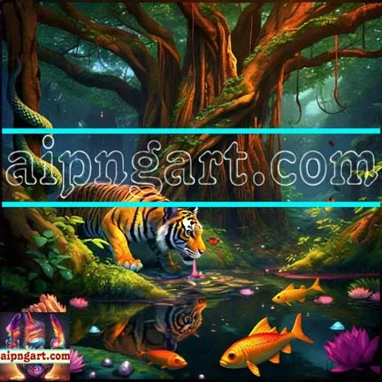 Tiger Drinking Water Artistic
Digital Wall Art Hom Decor _05 - Image 1